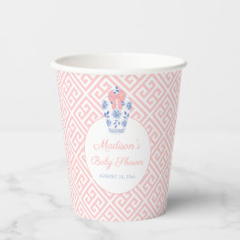 Elegantes Pink Ribbon Ginger Jar Baby Shower Party Pappbecher