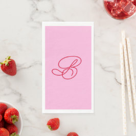 Elegantes Pink & Rot Monogramm Schrift Name Serviette