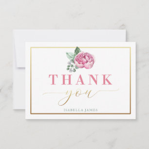 Elegantes Pink und Gold Aquarellfarben BläserBaby Dankeskarte