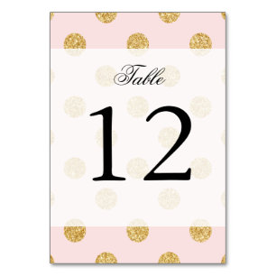 Elegantes Pink und Gold Glitzer Polka Dots Muster Tischnummer