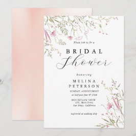 Elegantes Pink Wild Floral Brautparty Einladung