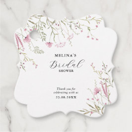 Elegantes Pink Wild Floral Brautparty Geschenkanhänger