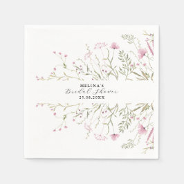 Elegantes Pink Wild Floral Brautparty Serviette