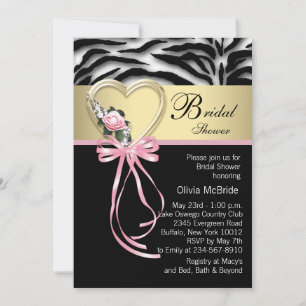 Elegantes Pink Zebra Brautparty Einladung