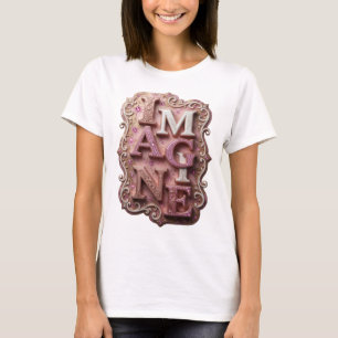 Elegantes Pinkes IMAGINE Slogan T-Shirt
