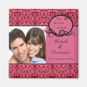 Elegantes Pinks Damask-Foto Speichern Sie das Datu Magnet