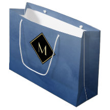 Elegantes Pinselblau mit einfachem Goldmonogramm