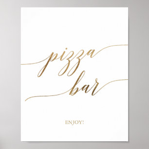 Elegantes Pizzabar-Schild mit Gold-Kalligrafie Poster
