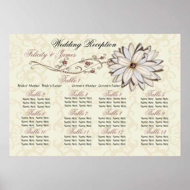 Elegantes Plakat für Sitzplakate (Vorne)