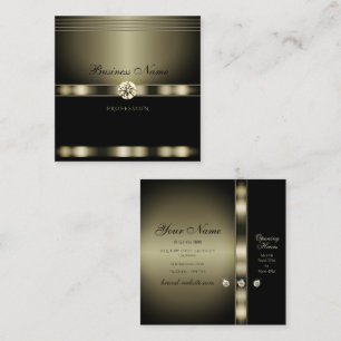 Elegantes Platin-Silber und Schwarz mit Diamanten Quadratische Visitenkarte