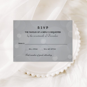 Elegantes Platin und Schwarze Hochzeit RSVP Karte
