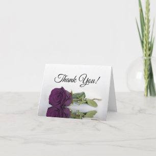 Elegantes Plum Lila Rose Hochzeit Foto Inside Dankeskarte