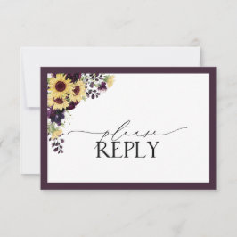 Elegantes Plum Lila Sonnenblumen UAWG RSVP Karte