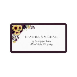 Elegantes Plum Lila Sunflower Rücksendesiegel Adressaufkleber