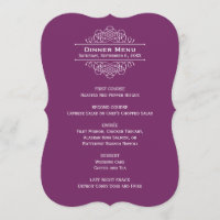 Elegantes Plum Lila Wedding Monogram Dinner