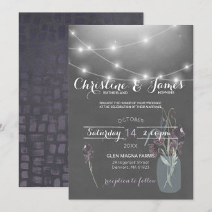 Elegantes Plum, Lilac & Gray Wedding Einladung