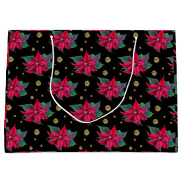 Elegantes Poinsettia Blumenmuster Große Geschenktüte