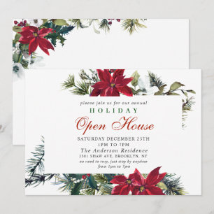 Elegantes Poinsettia Holiday Christmas Open House Einladung