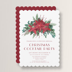 Elegantes Poinsettia Weihnachtscocktail-Party Einladung