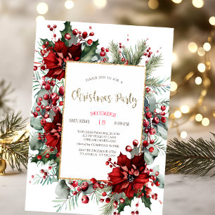 Elegantes Poinsettia Weihnachtsfest Party Einladung