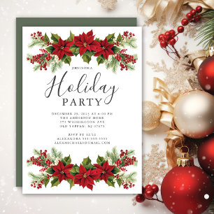 Elegantes Poinsettia Weihnachtsfest Party Einladung