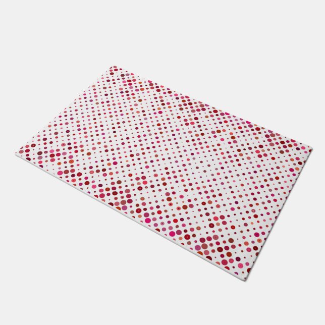 Elegantes Polka Dots Pink Peach Dekoratives Muster Fußmatte (Schrägansicht)