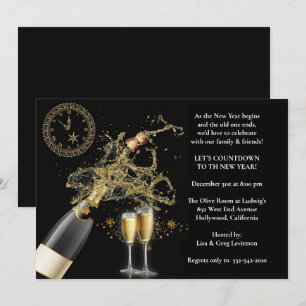 Elegantes Popped Champagne Silvester Party Einladung