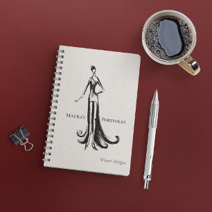 Elegantes Portfolio für Modedesigner   Winter-Skiz Notizblock