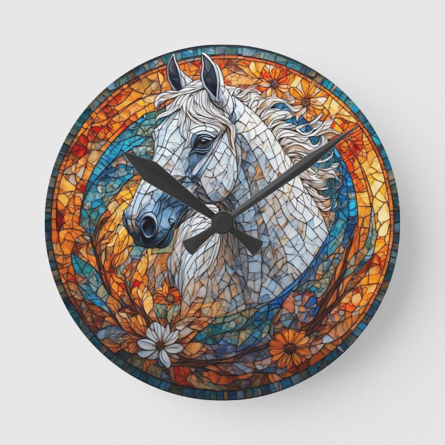 Elegantes Portrait auf dem Pferd Runde Wanduhr (Vorderseite)