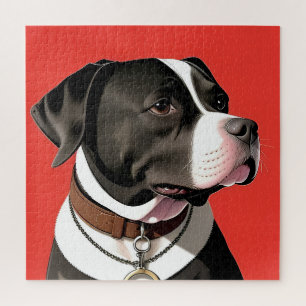Elegantes Portrait eines schwarzen und weißen Hund