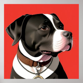 Elegantes Portrait eines schwarzen und weißen Hund Poster