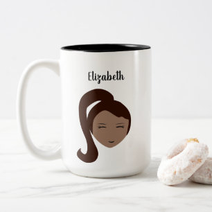 Elegantes Porträt: Anpassbare Illustration eines b Zweifarbige Tasse