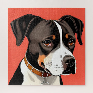 Elegantes Porträt eines schwarz-weißen Hundes