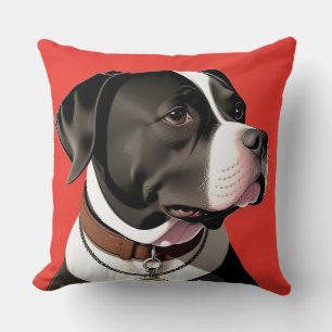 Elegantes Porträt eines schwarz-weißen Hundes Kissen