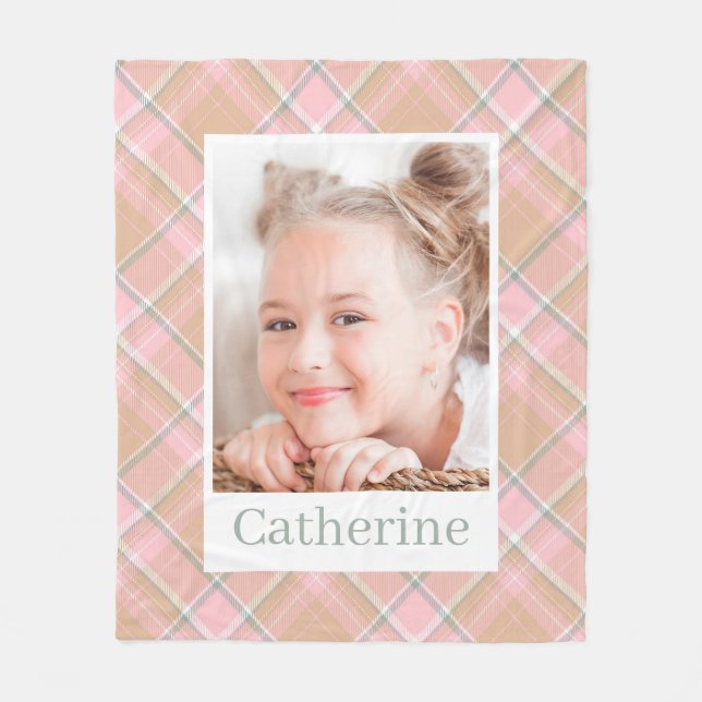 Elegantes Preppy Personalisiert Girl Foto Fleecedecke (Vorderseite)