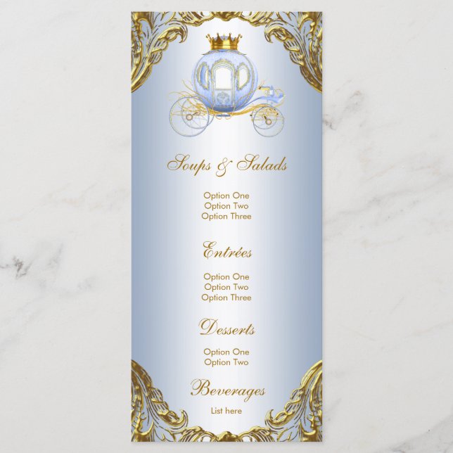 Elegantes Prince Baby Shower Menü Menükarte (Vorderseite)
