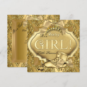 Elegantes Princess Baby Shower Baby Girl Golden Einladung