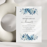 Elegantes Probe-Dinner mit blauen Aquarellfarben Einladung<br><div class="desc">Blau-weiße Hochzeitsmotive mit blau gestrichenen Blume. Ein perfektes Design für Ihre Hochzeit im Sommer,  Frühling und Winter. Sie können den Text und die Farbe Details auf dieser Hochzeitsladen Vorlage personalisieren.</div>