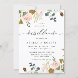 Elegantes Probe-Dinner mit Blumen und Weiß Einladung