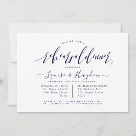 Elegantes Probe Dinner, Navy Blue Script Ankündigung