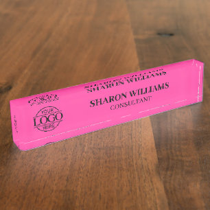 Elegantes professionelles Bight-Pink-Büro-Titel-Sc Namensplakette