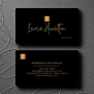 Elegantes professionelles Monogramm Gold Schwarz Visitenkarte