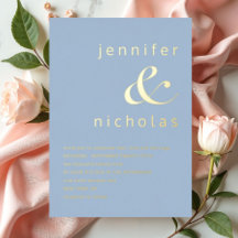 Elegantes Pulver Ampersand Blue Wedding Gold