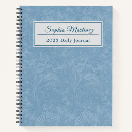 Elegantes Pulver Blaue Blüte | Personalisierte Spi Notizbuch