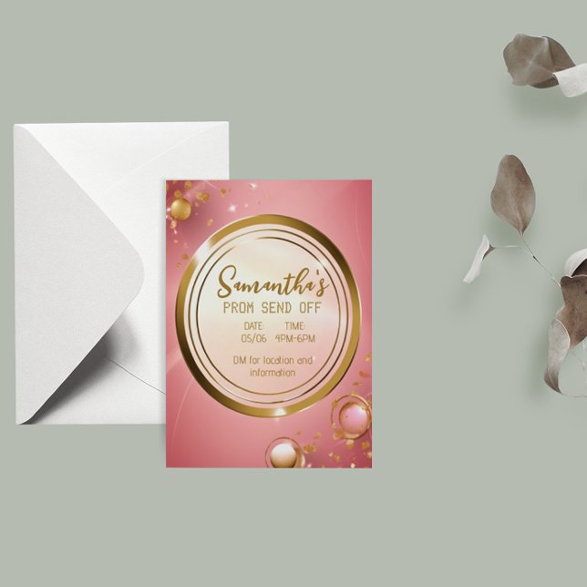 Elegantes Pulver Rosa Prom Einladung Flyer (Von Creator hochgeladen)