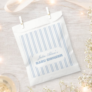 Elegantes, pulverblaues, gestreiftes Muster - Baby Geschenktütchen