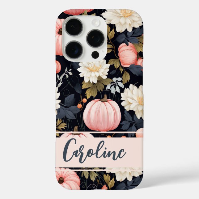 Elegantes Pumpkin Fallmuster iPhone 16 Pro Hülle (Rückseite)