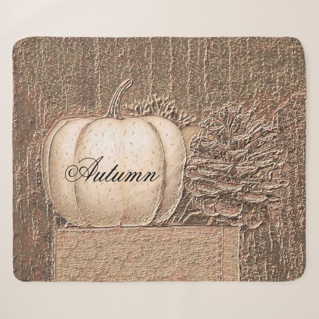 Elegantes Pumpkin White Gold Metallic Fall Country Sherpadecke (Vorderseite (Horizontal))