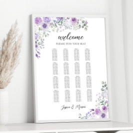 Elegantes Puple Lilac Floral Wedding Chart Poster