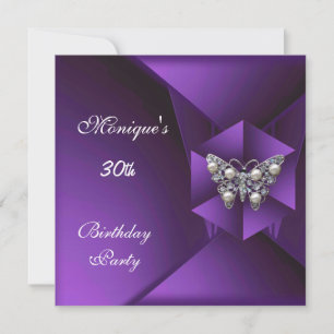 Elegantes Purple Pearl Schmetterling Juwel 30. Geb Einladung